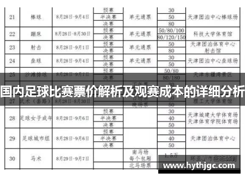 国内足球比赛票价解析及观赛成本的详细分析